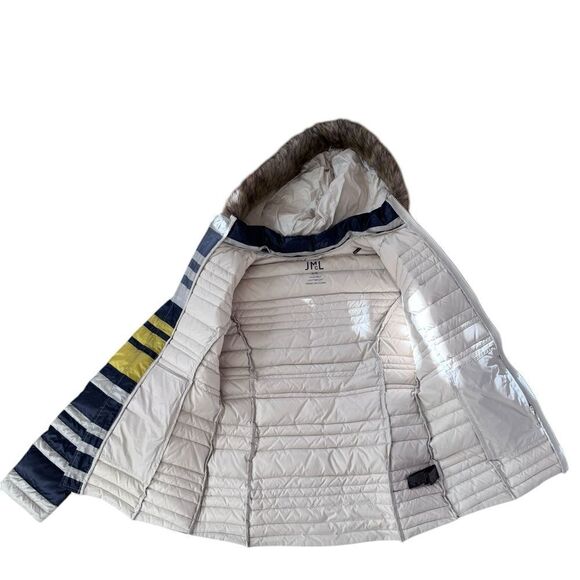 J.McLaughlin Womens Lightweight Duck Down Filled Puffer Jacket Multicolor Stripe - Picture 3 of 6
